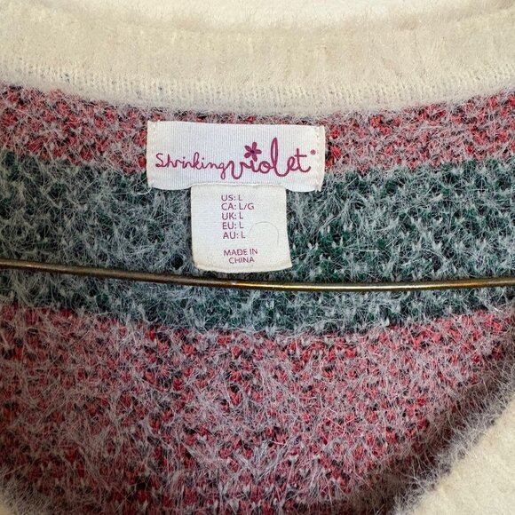 Fuzzy White Cherry Print Sweater - Picture 3 of 3